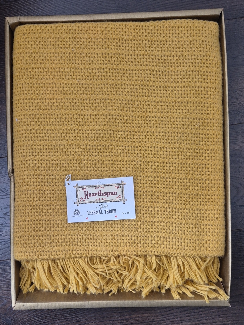 Faribo NIB Vintage Throw,  100% Wool,  Antique Gold